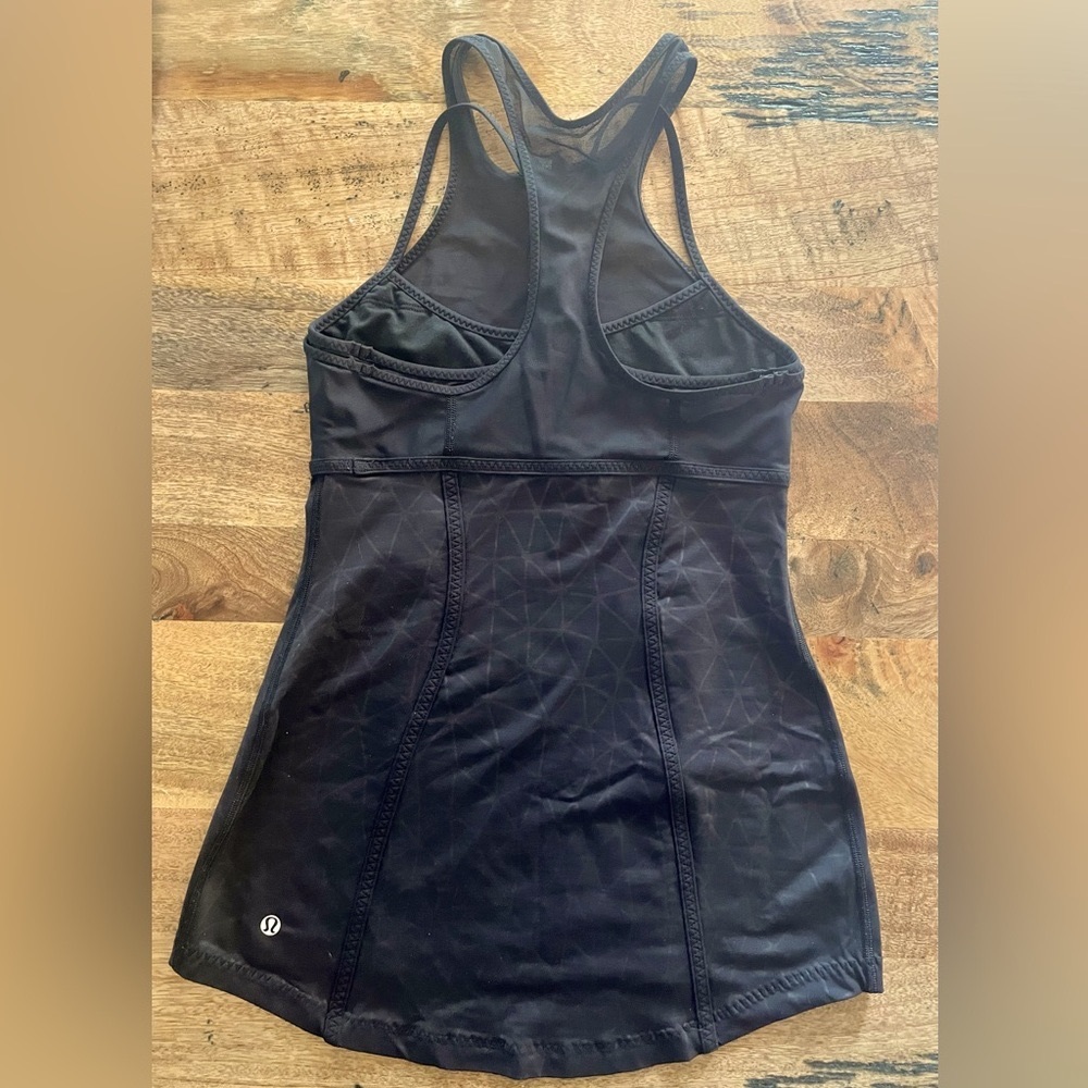 Lululemon Pedal Pace Zip Front Mesh Tank Dream Catcher Embossed Black - Picture 4 of 5